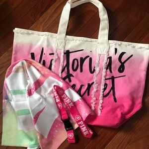 NWT Victoria Secret Bundle Bag Sweat Towel, more